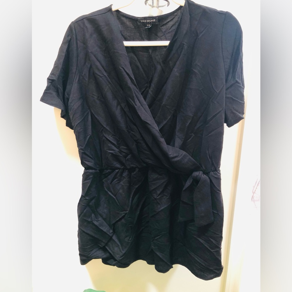 Lane Bryant Elegant Black Wrap Blouse